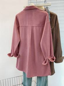 YUXIN Winter & Autumn Must - Have! Loose Corduroy Women's Shirt Jacket, Practical Double - Pocket Design, Perfect For Layering, Fits Daily Commute/Shopping & More Occasions Summer - Hot Pink - View 4