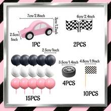 LaVenty Race Car Cake Decorations Car Cake Topper Checkered Flag Cake Topper Growing Up Two Fast Birthday Decor Fast One Fast Three Need Four Speed Birthday Decorations - Multicolor - View 4