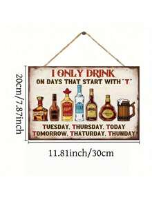 1 Pc 7.87inch *5.3inch "I Only Drink" Vintage Plaque Decor, Home Decor, Restaurant Decor, Bar Decor, Cafe Decor, Garage Decor, Wall Decor Wooden Hanging Plaque Home Decoration Best Gifts Birthday Graduation - 1PC - View 8