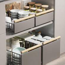 Kitchen Cabinet Pull Out Slide Drawer Organizer Tray Rack Shelves-Pantry - Grey - View 10