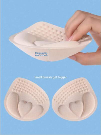 1 Pair Of 4cm Heart-Shaped Split Sponge Bra Pads, Soft And Comfortable, Reusable Sports Bra And Bikini Top Invisible Filler, Enhances The Curves Of The Chest, Hand Washable, Reusabl
