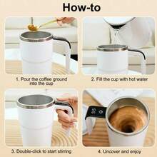 自动搅拌杯，磁吸式咖啡杯，带LED温度显示，可充电自搅拌杯，带盖，适合在办公室混合咖啡和牛奶 - 彩色 - 查看 8