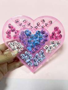 72 piezas/caja Nuevos accesorios de decoración para uñas de San Valentín estilo Kawaii Y2k con rosas rosadas, blancas, azules y púrpuras, corazones que dicen "Te amo" y "Me amo", ballet francés, ataúd, pequeños adornos de resina plana, partes para estuches de teléfono y manualidades Kawaii DIY - Multicolor - Ver 7