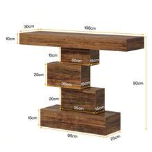 Tribesigns Mesa consola, 108 x 30 x 80 cm, mesa de recibidor con base de diseño llamativo, mesa auxiliar estrecha de madera, mesa de sofá para salón, recibidor, dormitorio, estilo rústico, marrón - Marrón - Ver 2
