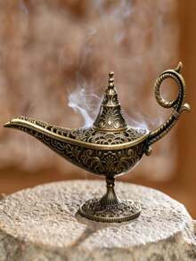 1pc Ramadan Lantern Incense Burner, Vintage Desktop Fragrance Decor, Incense Burner, Wishing Burner, Metal Incense Burner, Home Decor, Aromatherapy Tool, Incense Tower, Agarwood Container, Tea Ceremony Supplies, Gift - Multicolor - View 1