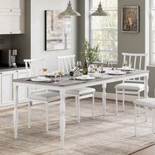 Mesa de comedor rústica de 71 pulgadas (solo mesa) para 6-8 personas, mesa de cocina rectangular de madera con patas resistentes, mesa de comedor de cocina para comedor y cocina - Blanco - Ver 5
