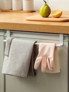 1 قطعة رف منشفة أحادي مثبت على باب خزانة الحمام، حامل منشفة مثبت على الباب بدون ثقب، حامل أدوات المطبخ، تصميم حديث بسيط مناسب للخزائن والفنادق والمنازل، مصنوع من مواد مقاومة للصدأ وقوية، ضروري للحمام. - متعدد الألوان - مشاهدة 7