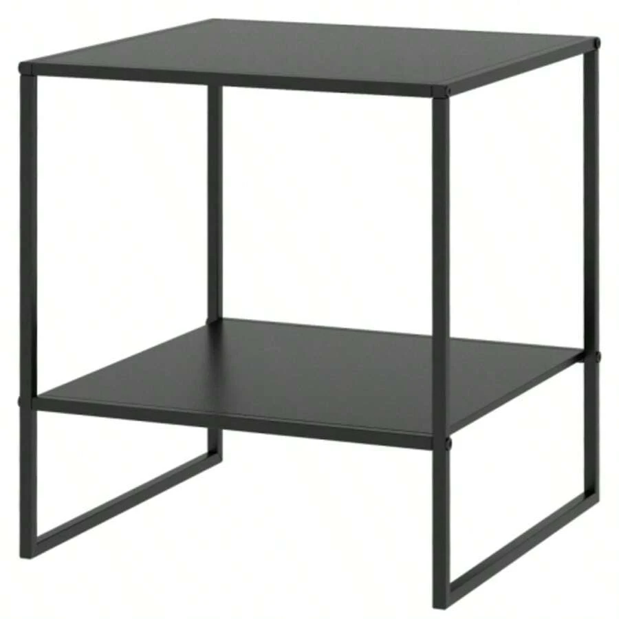Side Table In Industrial Design, Coffee Table, Bedside Table, 1 Shelf, Black - Black - View 1