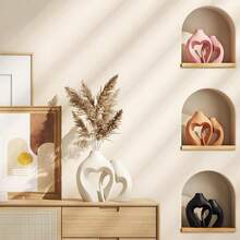 Valentine's Day Gift Heart Shaped Flower Vase Creative Simple Home Desk Decor Ornament, Heart Shaped Vase, Minimalist Decor Vase, Table Centerpiece For Festive Parties, Wedding & Valentine's Day Decor Vase - Beige - View 6