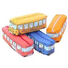 1pc Large Capacity Creative Public Transportation Theme Pencil Case, 6.5 * 19 * 6cm Canvas Zipper Pencil Box, Suitable For Office & School Supplies, Desktop Storage, Birthday Gift And Back To School Stationery - Yellow - View 10
