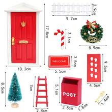 圣诞精灵门装饰套装，独立式塑料仙女门，含节日配件，手工制作精灵主题节日装饰，无需用电，不含羽毛 - 户外圣诞装饰 - 彩色 - 查看 12