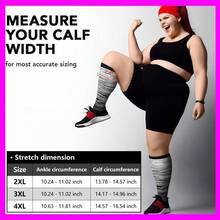 3 Pairs Of Black/White/Grey (With Heel) Plus Size Compression Socks, Extra Large Over-The-Knee Support Circulation Socks, Wide Small Calf Sports Pressure Socks Over The Knee - 三件裝 - 黑/白/灰(鞋跟) - 查看 2