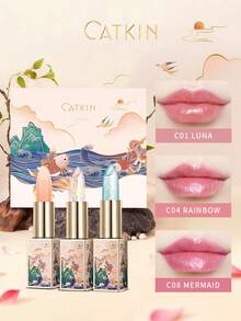 CATKIN 月光润唇膏礼盒装，3支装，珠光润唇膏，持久保湿 - C01+C04+C08 - 查看 1