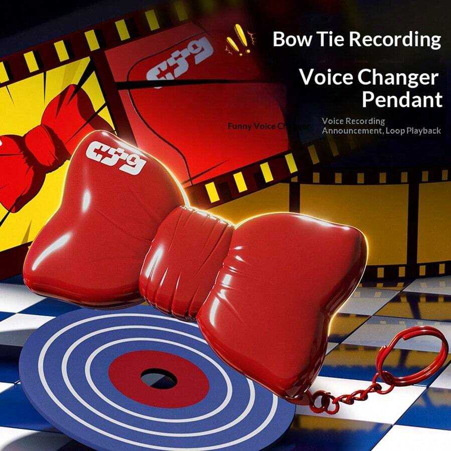 1pc Creative Bow Tie Voice Changer Toy, Cute Cartoon Recording Bowknot Pendant Decoration, Gift For Birthday, Easter, Valentine's Day, Accessory, Toy