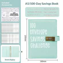 100pcs Envelope Saving Challenge Clips, With 100pcs Cash Envelopes Budgeting Saving Challenge Clips, Lockable Saving Challenge Book, Easy And Fun Way To Save $5,050 - Multicolor - View 18