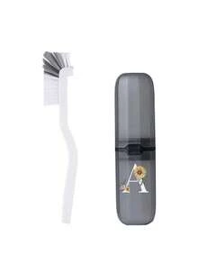 A-Z黑色便携式牙刷盒，雏菊图案，随时随地保持牙刷清洁！旅行牙刷收纳盒，便携式牙刷杯盖，适合旅行、露营、出差和上学，多功能牙刷杯，假日旅行必备，旅行包，旅行配件 - 黑色 - 查看 35