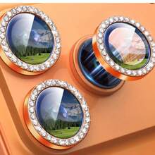 Kameraobjektiv Schutzset für iPhone 17 Pro/17 Pro Max, glänzender einzelner Diamant Metallring, 9H Härte, kratzfester Kamera Bildschirmschutz, modisches Accessoire, kompatibel mit Handyhülle (Orange) - Orange - Übersicht 16