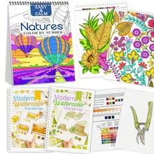 3 Peças Conjunto de Cadernos de Esboço e Desenho Digital para Prática de Aquarela para Adultos, Inclui Temas de Natureza, Cozinha e Jardim, Papel Espesso de 300g/140lb, Espiral, Útil para Alívio do Estresse e Inspiração de Criatividade. Designs de Padrões Vibrantes, Presente Perfeito para Homens e Mulheres para Natal, Halloween, Ação de Graças, Dia dos Namorados, Ramadã e Feriados de Ano Novo.