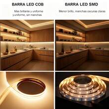 LUCASA Tira Led Cob 5m 480 Leds 3528 Interior 12v LUZCASA - luz blanca cálida - Ver 4