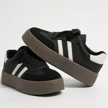 Women's Black Casual Sneakers, Lightweight & Versatile, Outdoor Training Shoes, Fashion Platform Comfortable Daily Casual Shoes