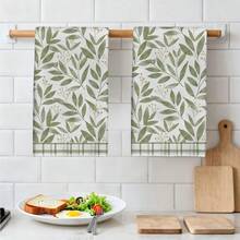 MEMNUN Bộ 2 khăn lau bếp in hình lá màu nước xanh lá cây, kích thước 40*60cm, siêu mềm, thấm hút tốt, làm từ sợi microfiber, thích hợp trang trí nhà bếp hiện đại, dùng làm khăn lau bếp, khăn lau tay, phụ kiện gia đình, có thể giặt máy, phù hợp cho phòng ăn, nhà bếp, phòng tắm, trang trí hàng ngày và làm quà tặng, dùng được quanh năm. - Nhiều màu - Xem 6