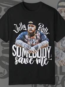 Jelly Roll Shirt Somebody Save Me T-Shirt Jelly Shirt Son Of A Sinner Shirt Western Country Shir - 黑色 - 查看 1