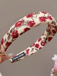 1件复古花卉发箍，乡村风格海绵宽边发圈，多功能皇冠发箍配饰 - 彩色 - 查看 4