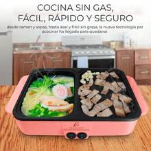 ELE-GATE | Parrilla Eléctrica 2 en 1 | Cocina y Calienta | Portátil y Compacta | Superficie Antiadherente | Ideal para Hogar y Oficina - Rosa - Ver 5
