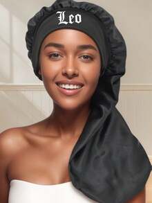 12 Zodiac Print Satin Bonnet - Women's Single Piece Fitted Long Hair Cap, Gentle Hair Care Sleep Accessory - Black - CM01 - Constellation - View 29