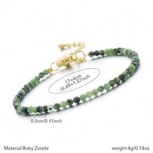 1pc Women's Dainty 3mm Natural Stone Aquamarine Sunstone Adjustable Bracelet, Minimalist Design For Daily Wear, Friendship Gift