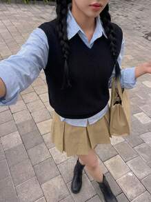 Rikumo 简约纯色百褶A字裙，休闲百搭的冬季单品