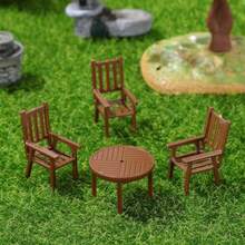 Gaming ChairsABOOFAN Mini Set De Mesa Y Sillas para Casa De Muñecas 3 Juegos De Muebles De Plástico En Miniatura para Decoración De Playhouse Accesorios Educativos para s - como en la foto - Ver 3