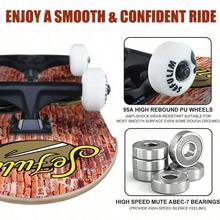 sefulim Monopatín Completo de 31 x 8 Pulgadas 7 Capas de Arce Canadiense Doble Patada cóncavo Crucero monopatín para niños niñas Adolescentes Adultos Principiantes - Multicolor - Ver 3