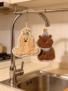 1pc Cute Dog Shaped Hand Towel, Highly Absorbent, Suitable For Kitchen, Bathroom, Room Decor, Good Water Absorption And Easy To Clean, Kitchen Towel, Bathroom Accessory (Slight Color Difference Between Picture And Actual Item May Exist) - Multicolor - View 3