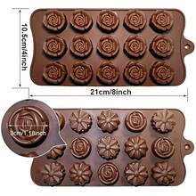 2pcs Silicone Flower Molds, Non-Stick Flower Chocolate Candy Molds, DIY Baking Molds, Suitable For Making Chocolate, Shaped Soap, Jelly, Cake, Pudding - Multicolor - View 3