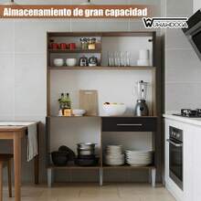 Muebles de Cocina Grandes, Muebles de Cocina Modernos de Estilo Minimalista, Aparador para Sala/Comedor, Ideales para Sala, Cocina y Comedor, Ahorran Espacio - Negro - Ver 3