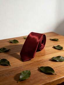 1 pieza Corbata burdeos hecha a mano, adecuada para uso casual, boda, negocios, fiesta y diario - Multicolor - Ver 5