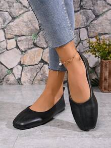 Tonårsskor med söta, spetsiga tår och platta Mary Jane-skor, prinsessskor - Svart - Visa 3