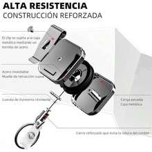 Paquete de 2 Carretes Retráctiles, llavero Retráctil Resistente, llavero Extensible Con Cable de Acero, Soporte Retractil para llaves Con Clip, Porta llaves Retractil, Color Negro - / - Ver 2