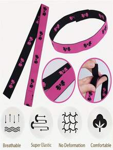 1pc/2pcs/5pcs Adjustable Headband With Dual-Color Bow, Elastic Headband With Magic Tape Non-Slip Edge, Suitable For Various Activities - Hot Pink - View 2