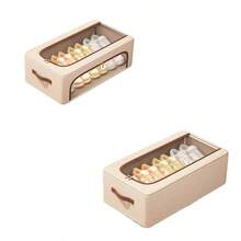 1 pieza Caja de almacenamiento debajo de la cama de gran capacidad de lino, caja de almacenamiento de tela de lino multifuncional para ropa, caja de almacenamiento plegable con tapa, caja de almacenamiento de zapatos, caja de almacenamiento para el hogar, con estructura de acero para mayor estabilidad, caja de almacenamiento ahorradora de espacio con ventana transparente, adecuada para armario, debajo de la cama, parte superior del gabinete, dormitorio, decoración de la habitación, Día de San Valentín, Pascua - Caqui - Ver 13