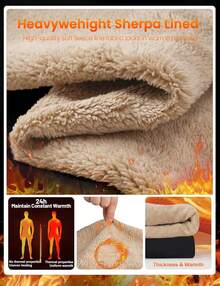 Men's Quarter Zip Pullover Sweatshirts Sherpa Lined Heavyweight Winter Thermal Warm Sweaters, Cozy Fashion - 卡其色 - 查看 9