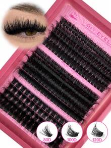 265 pièces Faux cils en amas D Curl Fluffy 80D+100D+120D Faux cils individuels épais en amas Rallonges de cils en amas D Curl 10-18 mm Longueurs mixtes Cils volume dramatique, Amas de cils, Faux cils individuels, Cils, Faux cils - D - Voir 2