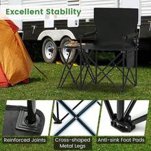 Oversized Camping Chair With Side Table Folding Heavy-Duty Picnic Chair W/ 2 Storage Pockets Cup Holder Padded Armrests Carrying Bag Portable Outdoor Chair For Fishing Lawn Black - Black - View 5