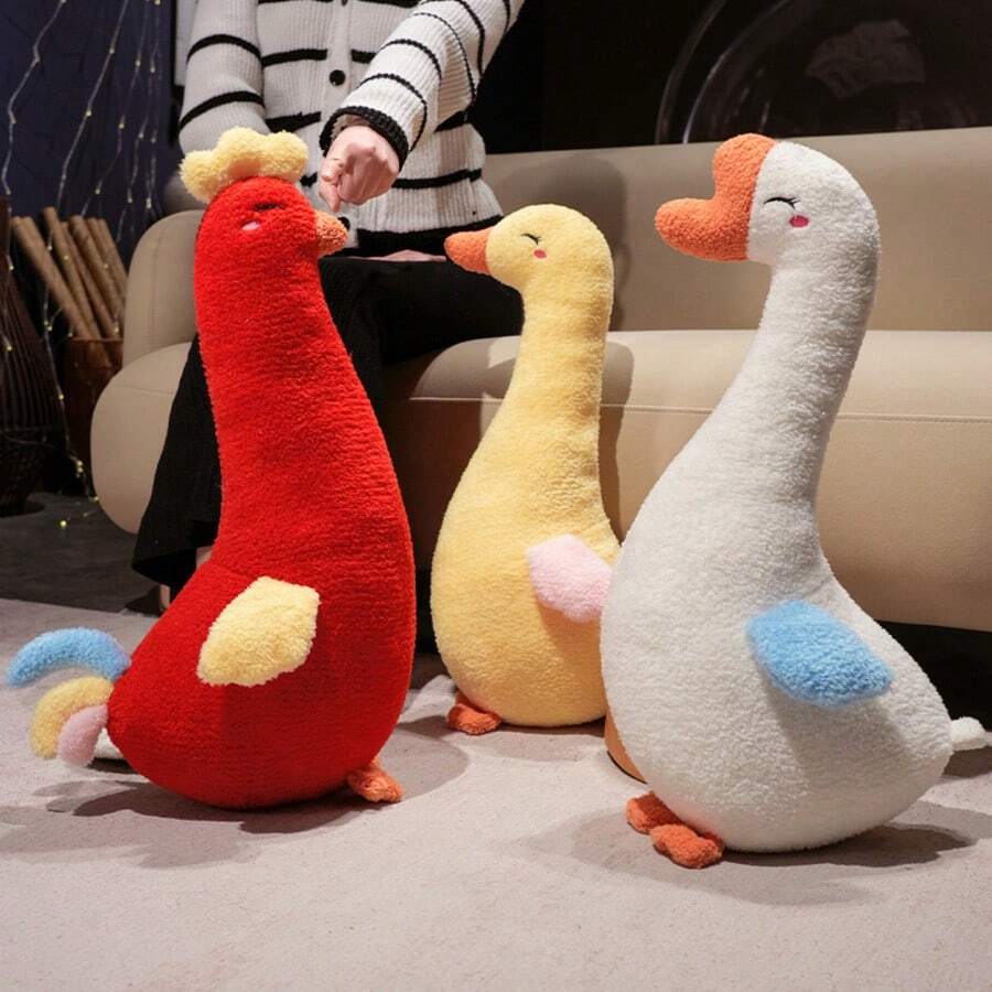 1 st söt glad kyckling anka gås tyg plysch kudde, vardagsrumssoffa liten djurkudde, sovrum sängkudde för flickor och pojkar - Multifärgad - Visa 1