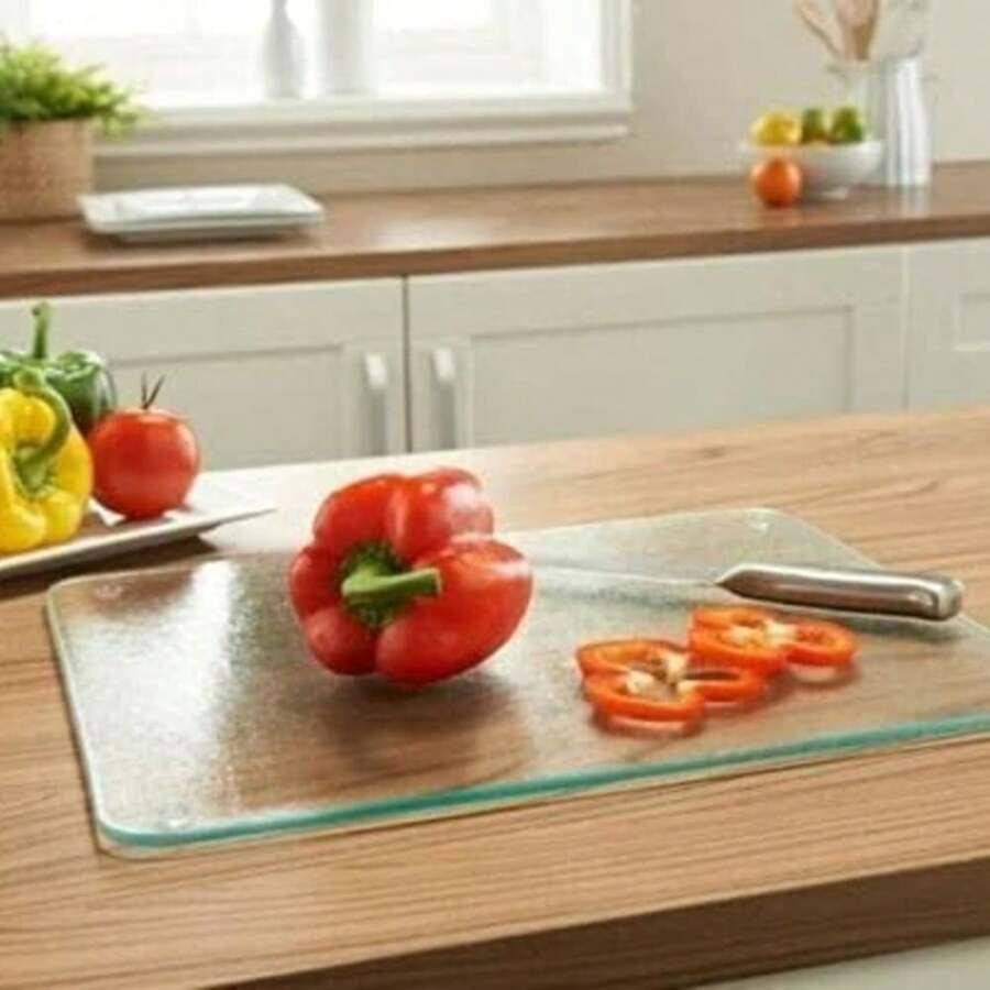 Deenz Worktop Saver Tempered Glass Chopping Board Worktop Saver Dishwasher Proof  Chopping Board A Worktop Saver For Kitchen 40x30cm - White - View 1