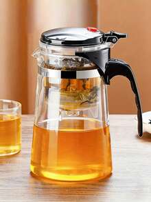 1个升级版750毫升高硼硅玻璃茶壶，鹿头图案，含茶漏，一键茶水分离，适用于散装茶叶和花茶，是送给爱茶人士的理想礼物，适合家庭或餐厅使用。 - 彩色 - 查看 8