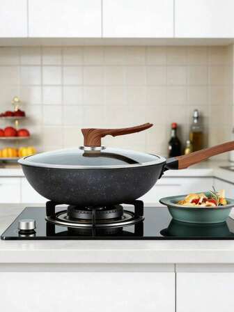 1 st. Wokpanna i honungskaka med non-stick-beläggning för stekning, wok, gryta och kokning. En wok genom den bräserade järnwoken i 5 sekunder för att woka och bevara wokens värme. Ingen beläggning för järntillskott, hälsosammare. Mafan Stone Non-stick-woken kan diskas ren med en sköljning. Lazy Wok passar flera spisar utan att vara kräsen. Tjockare gjutjärnswok för långsam gryta för att bevara smaken och förhindra att botten bränns vid.