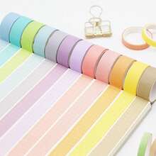 12 Rolls Decorative Solid Color Paper Tape Set, Rainbow DIY Masking Tape, Suitable For Notebooks, Planners And Labeling, Back To School Supplies - Multicolor - View 8