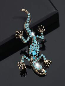 1 件时尚合金水钻复古蜥蜴胸针，奢华配饰礼服配饰别针，用于衣服包饰学校办公室配饰衬衫夹克珠宝万圣节衣服别针有趣可爱教师礼物服装配饰包饰圣诞节